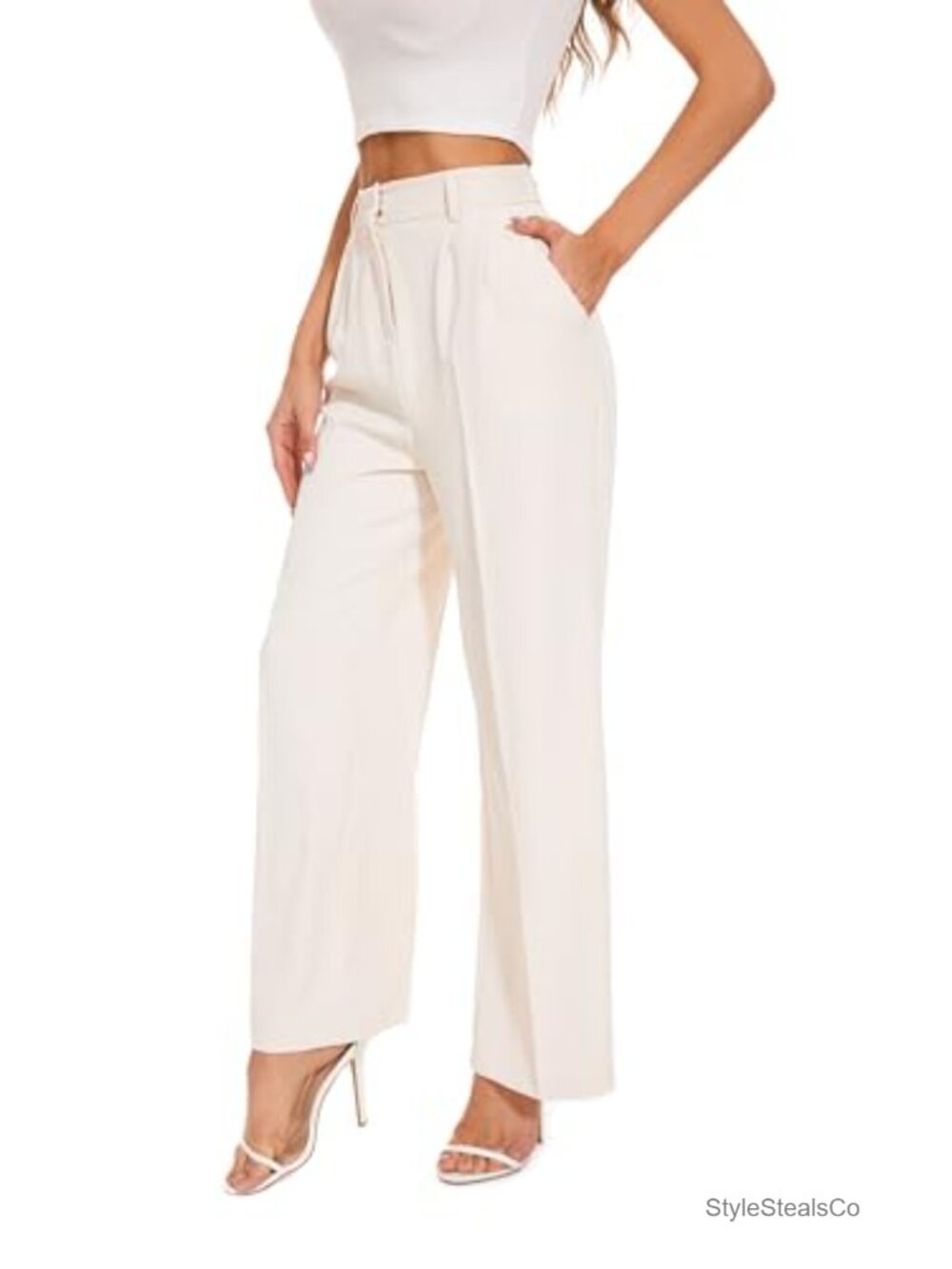 Wide Leg Dress Pants Women High Waisted Pleated Work Slacks